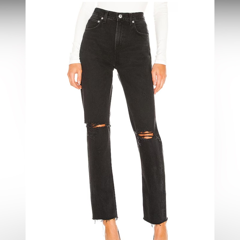 Agolde Cherie High Rise Straight Jeans in Distortion Black